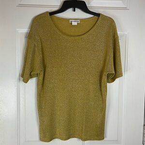 Vintage Accessory‎ lady short sleeve gold top   size Large